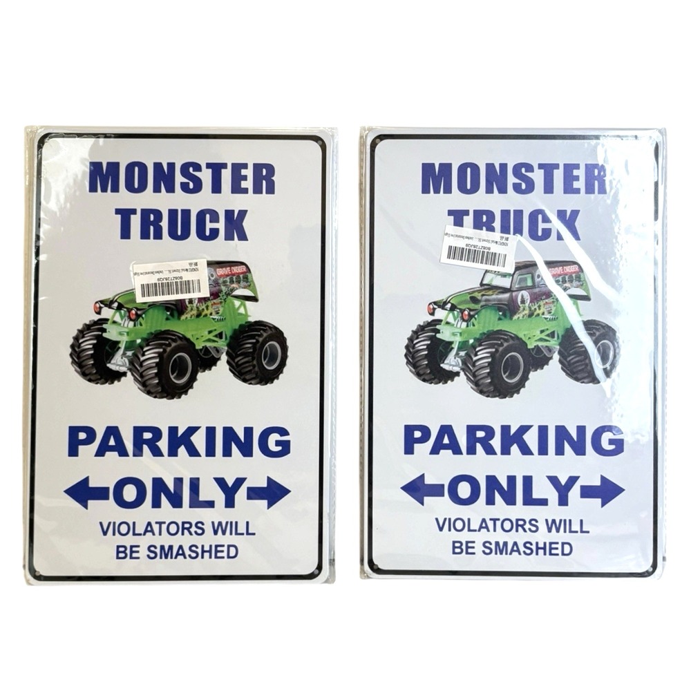 Monster Truck Parking Only Metal Sign Vintage/Retro Rectangular Vertical Kids